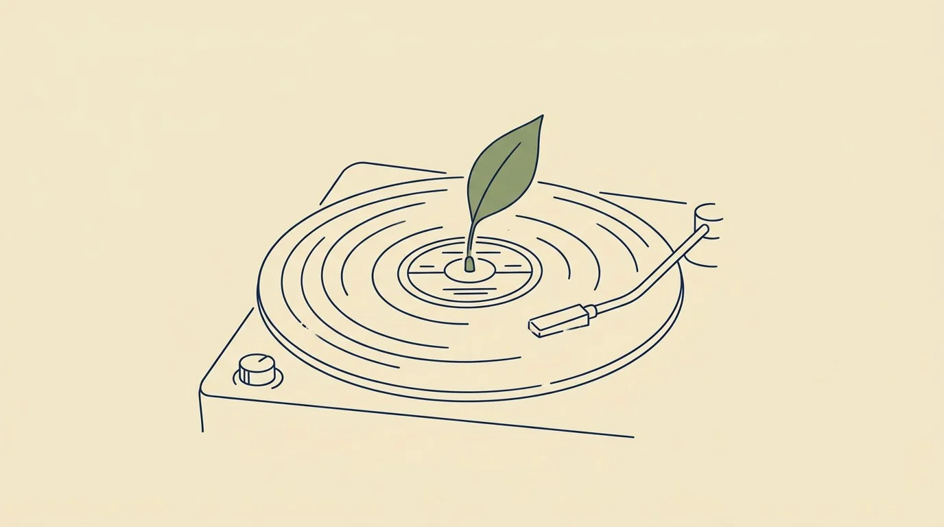 Vinylplate spilles på platespiller